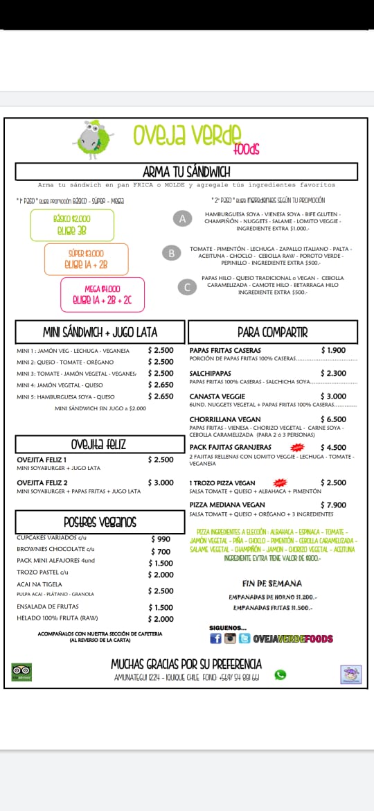 Carta de Oveja Verde en Iquique — página 1